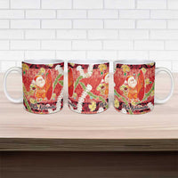 Hawaii Santa Mele Kalikimaka Ceramic Mug Tropical Puakenikeni Lei with Polynesian Tribal Pattern - Polynesian Pride