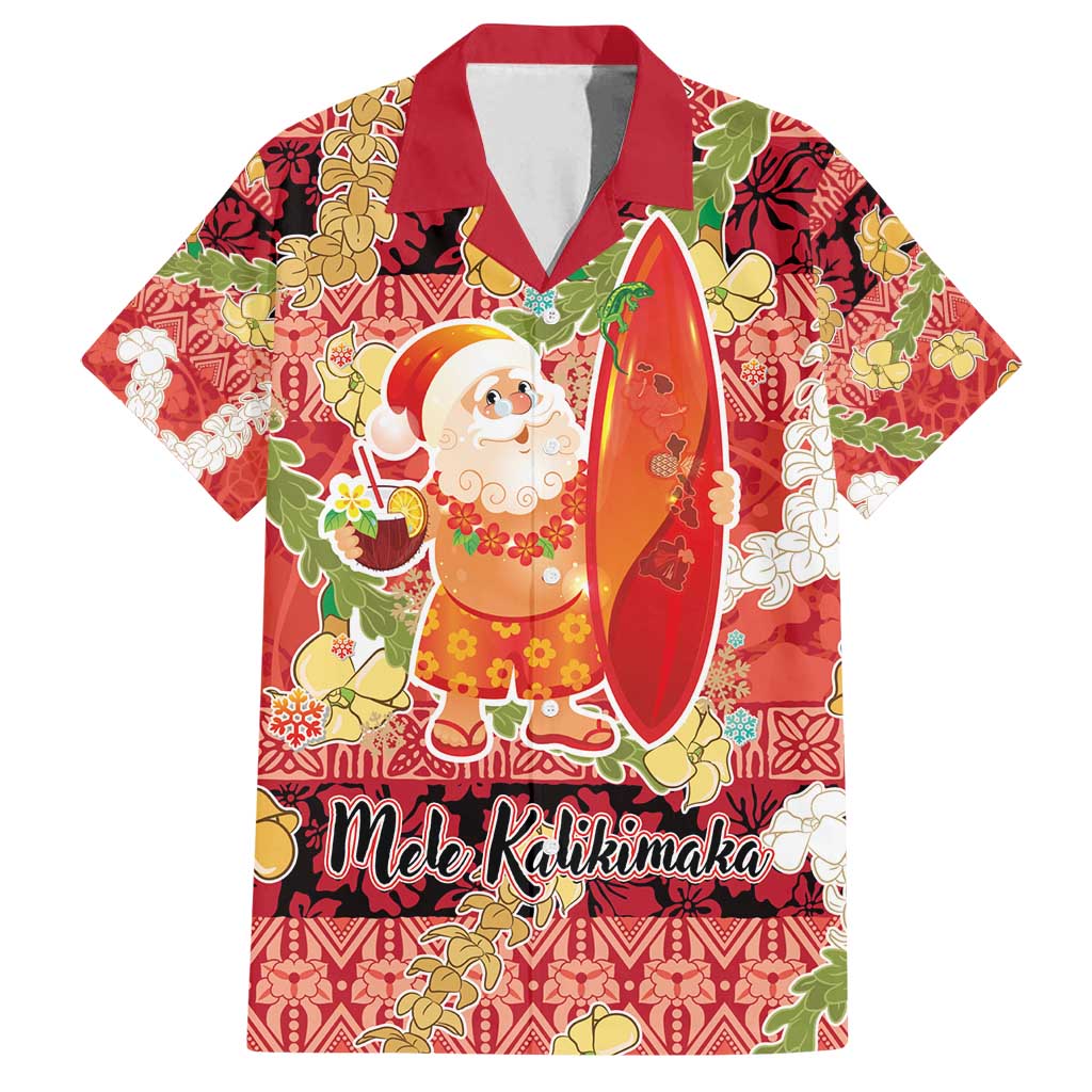 Hawaii Santa Mele Kalikimaka Family Matching Off Shoulder Maxi Dress and Hawaiian Shirt Tropical Puakenikeni Lei with Polynesian Tribal Pattern - Polynesian Pride