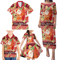 Hawaii Santa Mele Kalikimaka Family Matching Puletasi and Hawaiian Shirt Tropical Puakenikeni Lei with Polynesian Tribal Pattern - Polynesian Pride