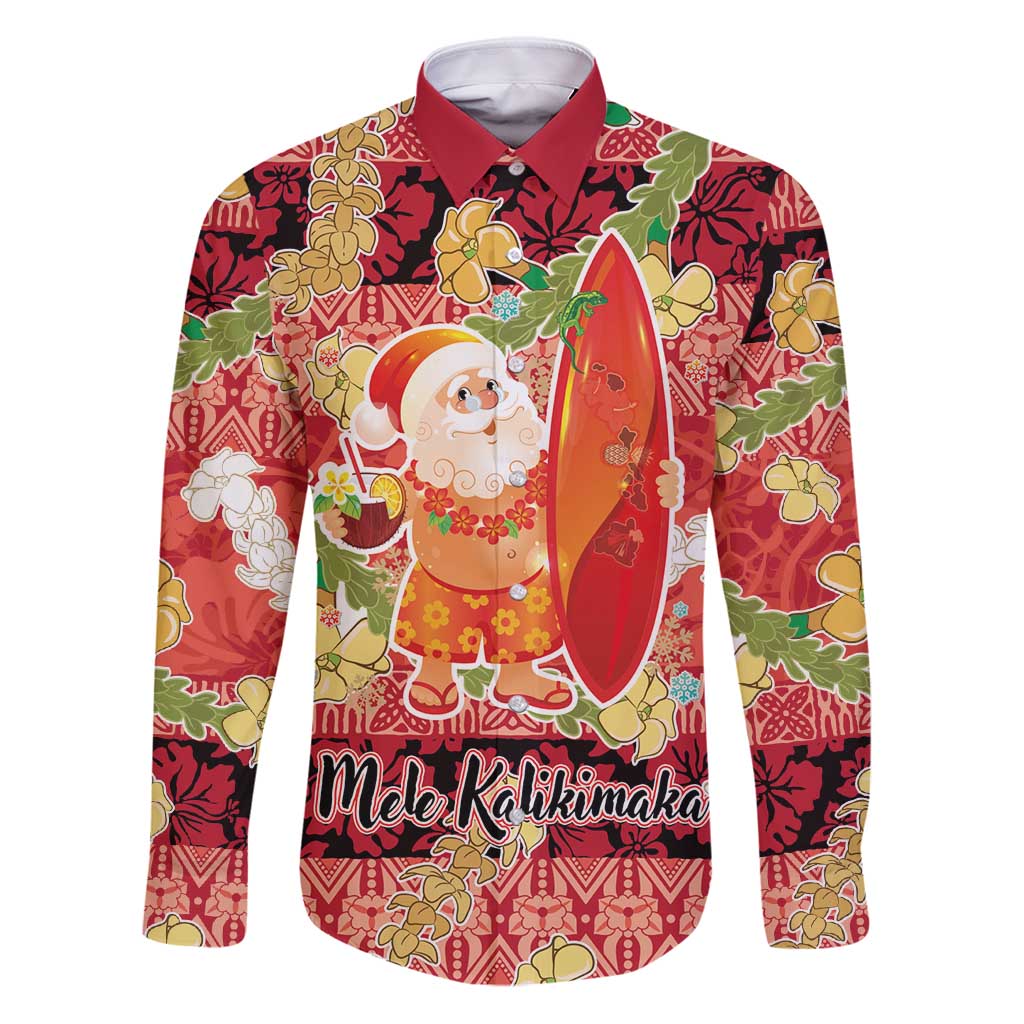 Hawaii Santa Mele Kalikimaka Family Matching Puletasi and Hawaiian Shirt Tropical Puakenikeni Lei with Polynesian Tribal Pattern - Polynesian Pride