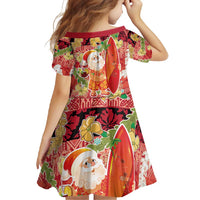 Hawaii Santa Mele Kalikimaka Family Matching Summer Maxi Dress and Hawaiian Shirt Tropical Puakenikeni Lei with Polynesian Tribal Pattern - Polynesian Pride