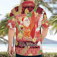 Hawaii Santa Mele Kalikimaka Hawaiian Shirt Tropical Puakenikeni Lei with Polynesian Tribal Pattern - Polynesian Pride