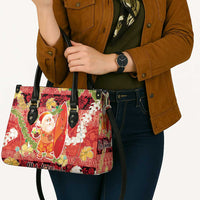 Hawaii Santa Mele Kalikimaka Leather Bag Tropical Puakenikeni Lei with Polynesian Tribal Pattern - Polynesian Pride