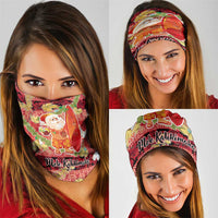 Hawaii Santa Mele Kalikimaka Neck Gaiter Tropical Puakenikeni Lei with Polynesian Tribal Pattern - Polynesian Pride