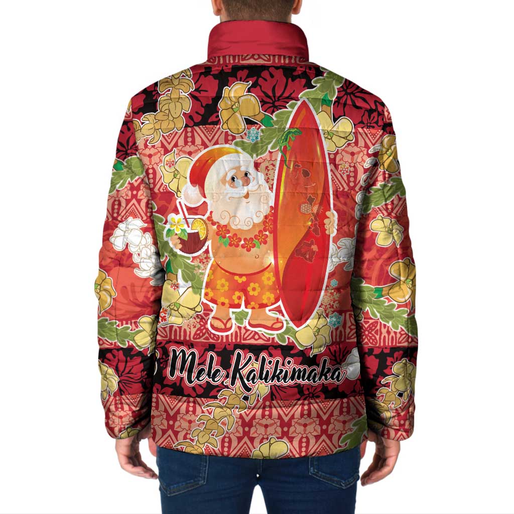 Hawaii Santa Mele Kalikimaka Padded Jacket Tropical Puakenikeni Lei with Polynesian Tribal Pattern - Polynesian Pride