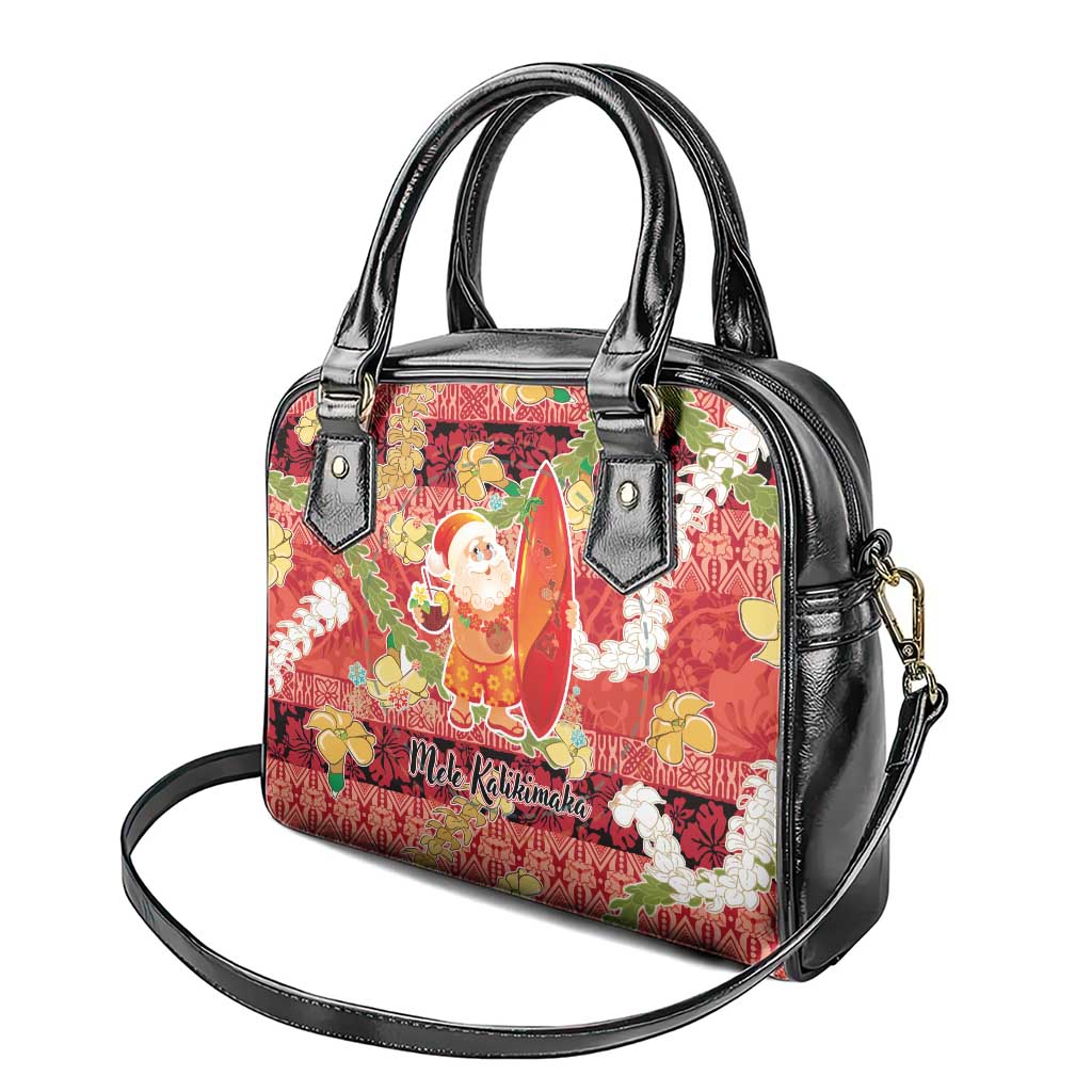 Hawaii Santa Mele Kalikimaka Shoulder Handbag Tropical Puakenikeni Lei with Polynesian Tribal Pattern - Polynesian Pride