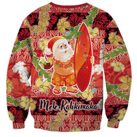 Hawaii Santa Mele Kalikimaka Sweatshirt Tropical Puakenikeni Lei with Polynesian Tribal Pattern - Polynesian Pride