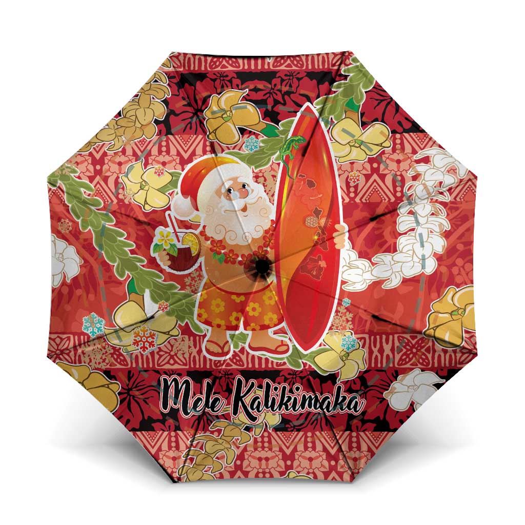 Hawaii Santa Mele Kalikimaka Umbrella Tropical Puakenikeni Lei with Polynesian Tribal Pattern - Polynesian Pride