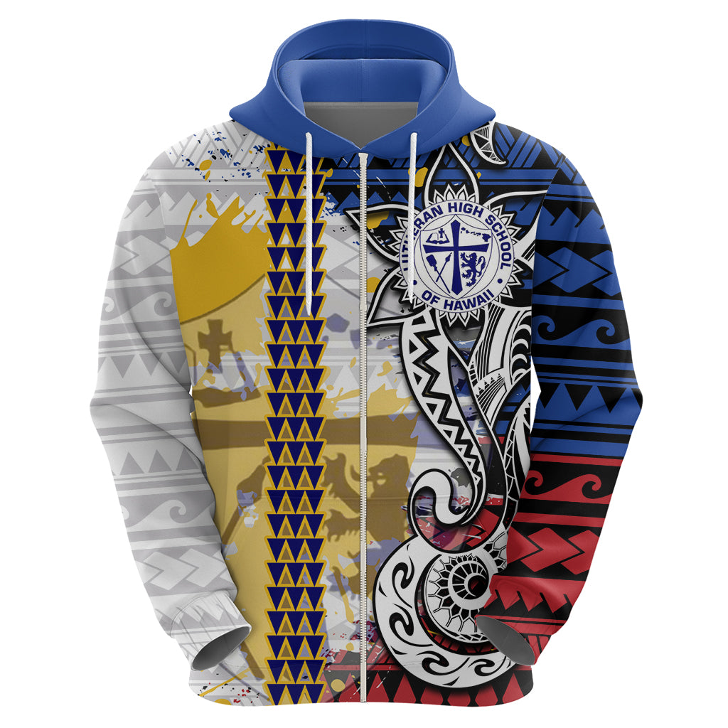 Hawaii Lutheran High School Hoodie Kakau Pattern Splash Style LT03 - Polynesian Pride
