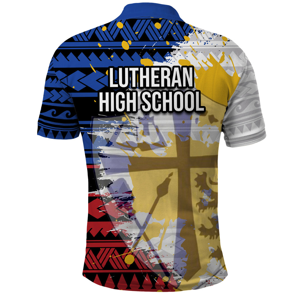 Hawaii Lutheran High School Polo Shirt Kakau Pattern Splash Style LT03 - Polynesian Pride
