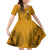 Nanakuli High and Intermediate School Family Matching Short Sleeve Bodycon Dress and Hawaiian Shirt Tribal Kakau Pattern LT03 Daughter's Dress Yellow - Polynesian Pride