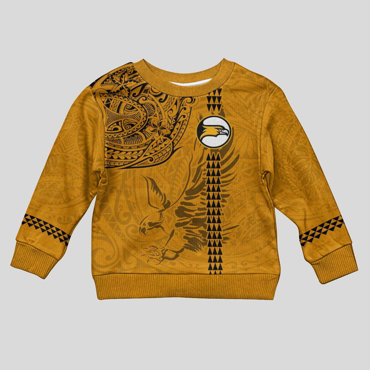 Nanakuli High and Intermediate School Kid Ugly Christmas Sweater Tribal Kakau Pattern LT03 Kid Yellow - Polynesian Pride