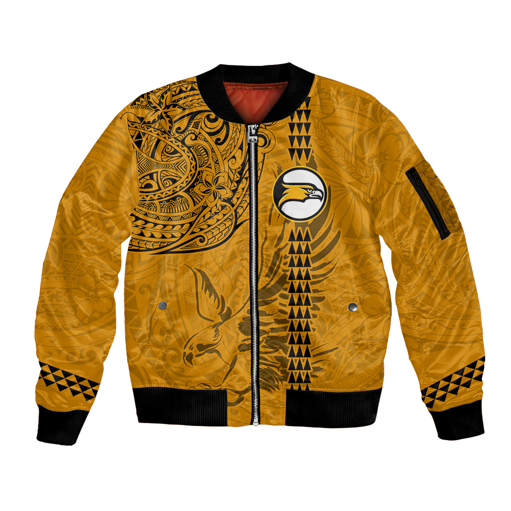 Nanakuli High and Intermediate School Sleeve Zip Bomber Jacket Tribal Kakau Pattern LT03 Unisex Yellow - Polynesian Pride