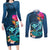 Hawaii Couples Matching Long Sleeve Bodycon Dress and Long Sleeve Button Shirt Whale Mix Hibiscus and Kanaka Maoli Blue Version LT03 Blue - Polynesian Pride