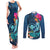 Hawaii Couples Matching Tank Maxi Dress and Long Sleeve Button Shirt Whale Mix Hibiscus and Kanaka Maoli Blue Version LT03 Blue - Polynesian Pride