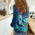 Hawaii Women Casual Shirt Whale Mix Hibiscus and Kanaka Maoli Blue Version LT03 - Polynesian Pride