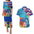 Hawaii Race For Whales Couples Matching Puletasi and Hawaiian Shirt Flag and Polynesian Hibiscus LT03 Blue - Polynesian Pride