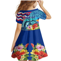 Hawaii Race For Whales Family Matching Mermaid Dress and Hawaiian Shirt Flag and Polynesian Hibiscus LT03 - Polynesian Pride