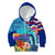 Hawaii Race For Whales Kid Hoodie Flag and Polynesian Hibiscus LT03 Hoodie Blue - Polynesian Pride