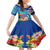 Hawaii Race For Whales Kid Short Sleeve Dress Flag and Polynesian Hibiscus LT03 KID Blue - Polynesian Pride