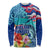 Hawaii Race For Whales Long Sleeve Shirt Flag and Polynesian Hibiscus LT03 Unisex Blue - Polynesian Pride