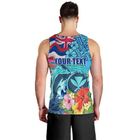 Hawaii Race For Whales Men Tank Top Flag and Polynesian Hibiscus LT03 - Polynesian Pride