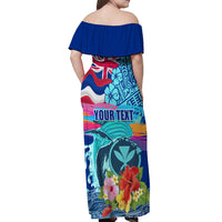 Hawaii Race For Whales Off Shoulder Maxi Dress Flag and Polynesian Hibiscus LT03 - Polynesian Pride