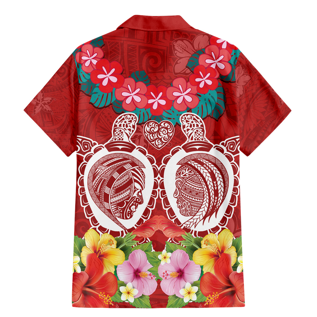 Polynesian Valentine Day Family Matching Mermaid Dress and Hawaiian Shirt Love Couple Turtle Maori Hibiscus Red Style LT03 - Polynesian Pride