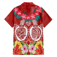 Polynesian Valentine Day Hawaiian Shirt Love Couple Turtle Maori Hibiscus Red Style LT03 - Polynesian Pride