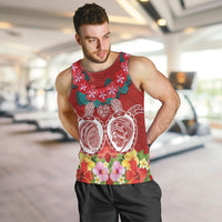 Polynesian Valentine Day Men Tank Top Love Couple Turtle Maori Hibiscus Red Style LT03 Red - Polynesian Pride