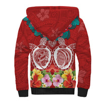 Polynesian Valentine Day Sherpa Hoodie Love Couple Turtle Maori Hibiscus Red Style LT03 - Polynesian Pride