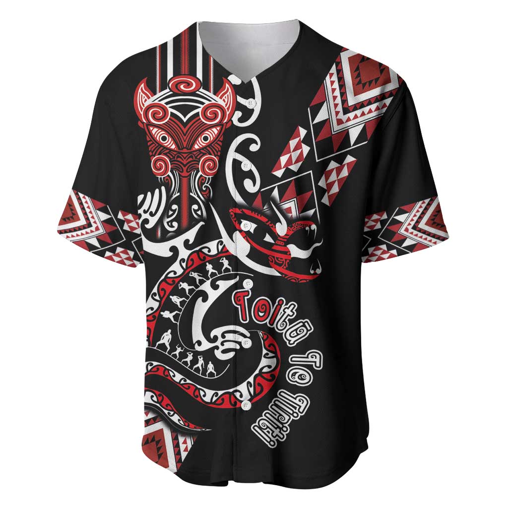 Aotearoa Toitu Te Tiriti-Honour the Treaty Baseball Jersey Maori Taniwha Haka with Taniko and Tukutuku