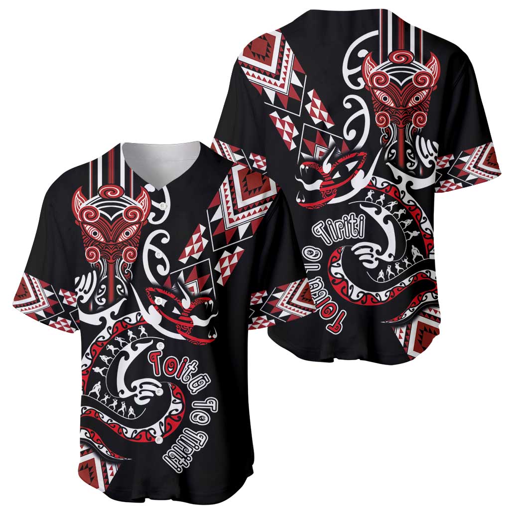Aotearoa Toitu Te Tiriti-Honour the Treaty Baseball Jersey Maori Taniwha Haka with Taniko and Tukutuku