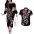 Aotearoa Toitu Te Tiriti-Honour the Treaty Couples Matching Off The Shoulder Long Sleeve Dress and Hawaiian Shirt Maori Taniwha Haka with Taniko and Tukutuku