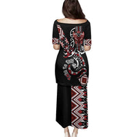 Aotearoa Toitu Te Tiriti-Honour the Treaty Family Matching Puletasi and Hawaiian Shirt Maori Taniwha Haka with Taniko and Tukutuku