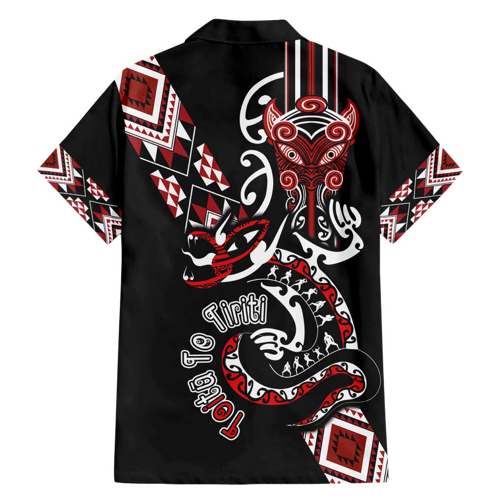 Aotearoa Toitu Te Tiriti-Honour the Treaty Hawaiian Shirt Maori Taniwha Haka with Taniko and Tukutuku