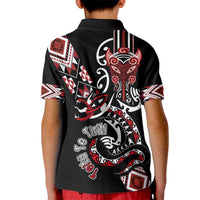 Aotearoa Toitu Te Tiriti-Honour the Treaty Kid Polo Shirt Maori Taniwha Haka with Taniko and Tukutuku