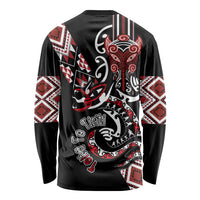 Aotearoa Toitu Te Tiriti-Honour the Treaty Long Sleeve Shirt Maori Taniwha Haka with Taniko and Tukutuku