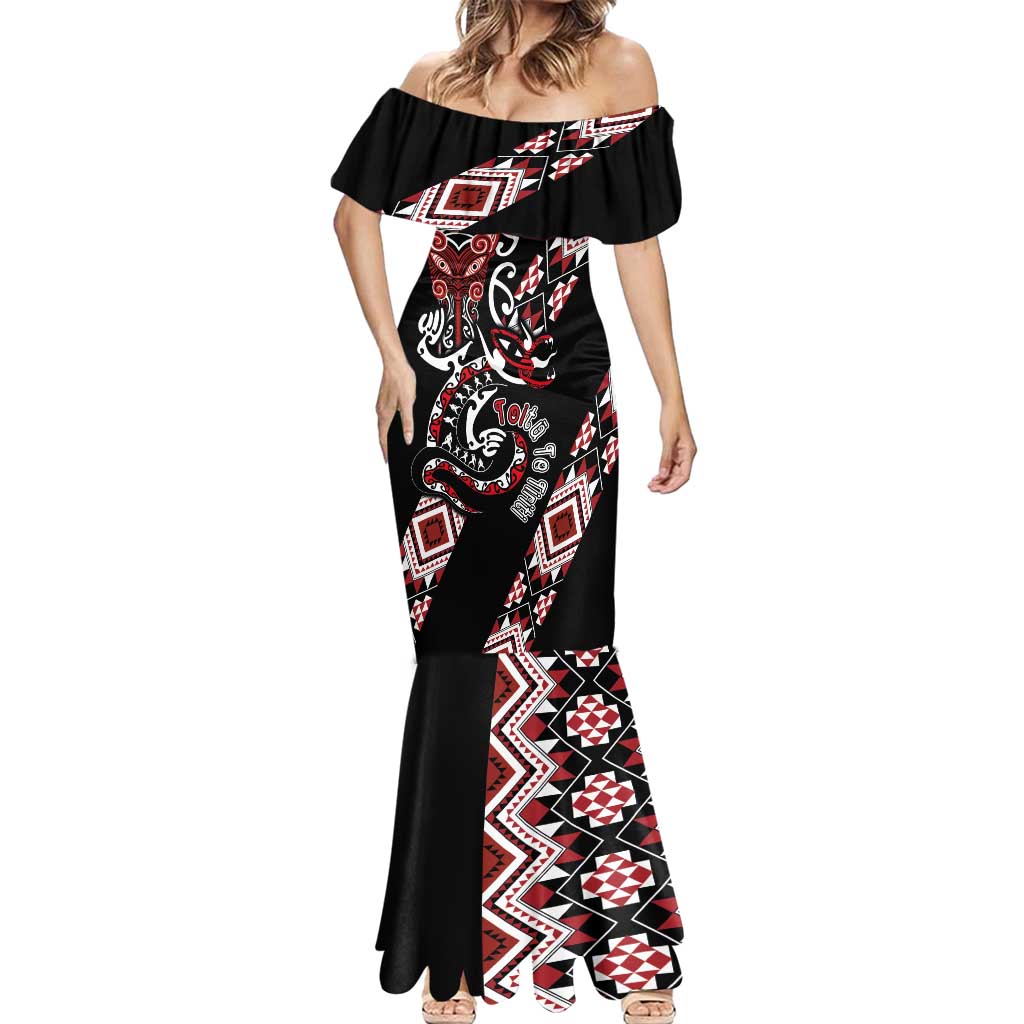 Aotearoa Toitu Te Tiriti-Honour the Treaty Mermaid Dress Maori Taniwha Haka with Taniko and Tukutuku