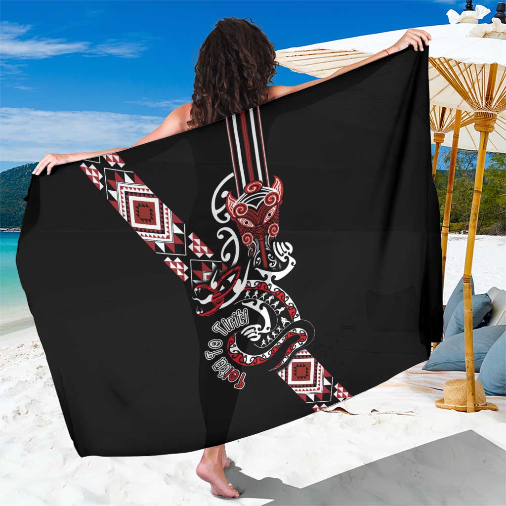 Aotearoa Toitu Te Tiriti-Honour the Treaty Sarong Maori Taniwha Haka with Taniko and Tukutuku