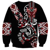 Aotearoa Toitu Te Tiriti-Honour the Treaty Sweatshirt Maori Taniwha Haka with Taniko and Tukutuku