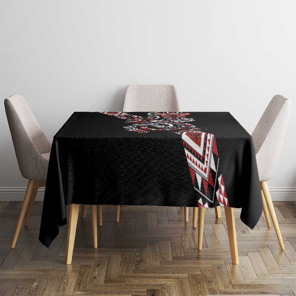 Aotearoa Toitu Te Tiriti-Honour the Treaty Tablecloth Maori Taniwha Haka with Taniko and Tukutuku