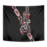 Aotearoa Toitu Te Tiriti-Honour the Treaty Tapestry Maori Taniwha Haka with Taniko and Tukutuku