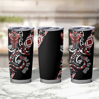 Aotearoa Toitu Te Tiriti-Honour the Treaty Tumbler Cup Maori Taniwha Haka with Taniko and Tukutuku