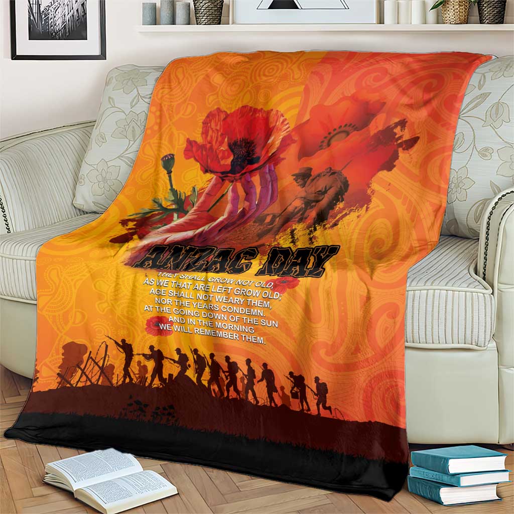 Australia and New Zealand ANZAC Day Blanket Soldiers Memories - Red Poppies with Aboriginal and Maori Art