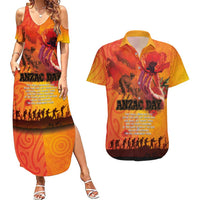 Australia and New Zealand ANZAC Day Couples Matching Summer Maxi Dress and Hawaiian Shirt Soldiers Memories - Red Poppies with Aboriginal and Maori Art