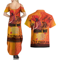 Australia and New Zealand ANZAC Day Couples Matching Summer Maxi Dress and Hawaiian Shirt Soldiers Memories - Red Poppies with Aboriginal and Maori Art
