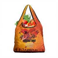 Australia and New Zealand ANZAC Day Grocery Bag Soldiers Memories - Red Poppies with Aboriginal and Maori Art
