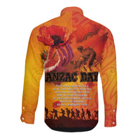 Australia and New Zealand ANZAC Day Long Sleeve Button Shirt Soldiers Memories - Red Poppies with Aboriginal and Maori Art