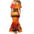 Australia and New Zealand ANZAC Day Mermaid Dress Soldiers Memories - Red Poppies with Aboriginal and Maori Art